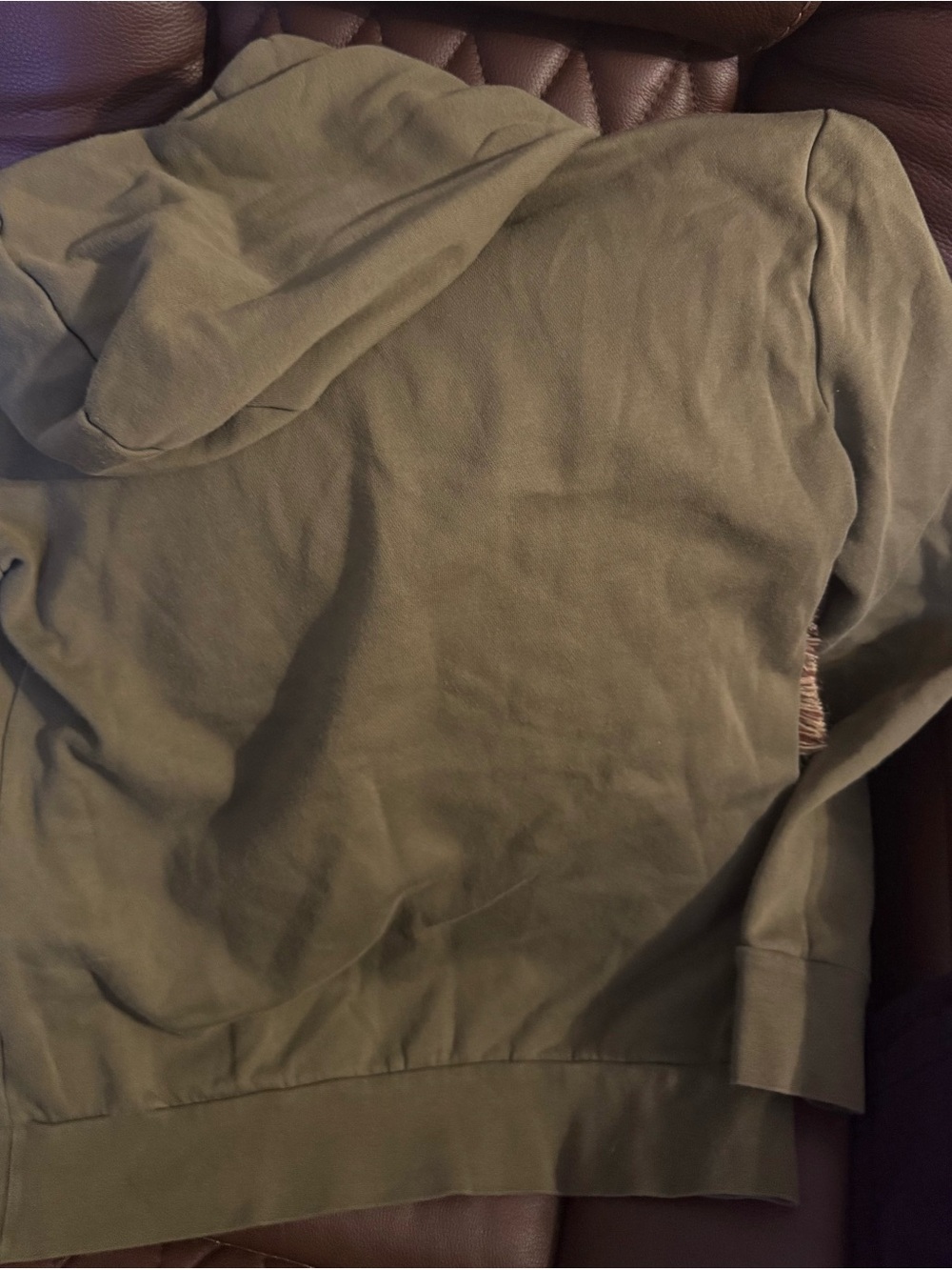adidas Olive Green Hoodie with Pink Trefoil Logo - Picture 2 of 3